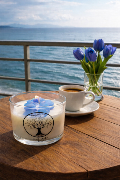 Tomris Hatun Çiçek Serisi Soya Wax Mum, Dekoratif Çiçekli Esanslı Soya Mum