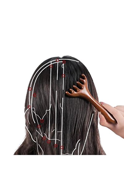 Naturachi Ξύλινη χτένα μασάζ προσώπου από σανδαλόξυλο Gugu Gua Sha Μοντέλο 14