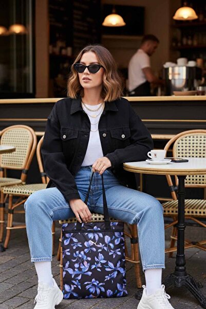 Puma Kadın Mor Çiçek Desenli Tote Omuz Çantası - Günlük Şık Lifestyle Çanta