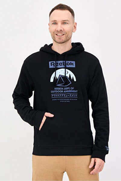 Reebok Men Sportswear Fit Long Sleeve Outdoor Hoodie, Black