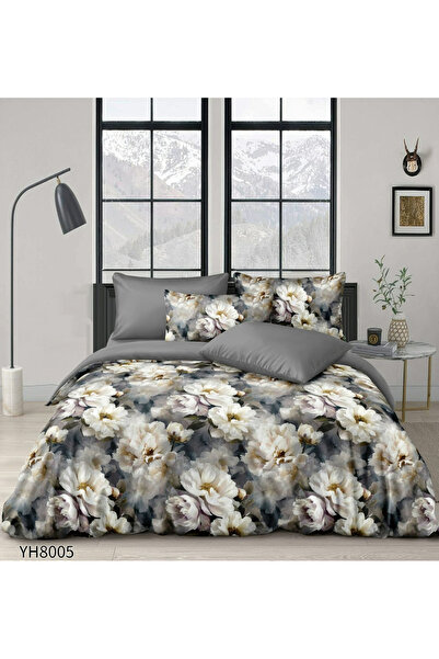 FIONNA.RO Premium Satin Bed Linen 4 Pieces with Stretchy - Anthracite Grey wi...