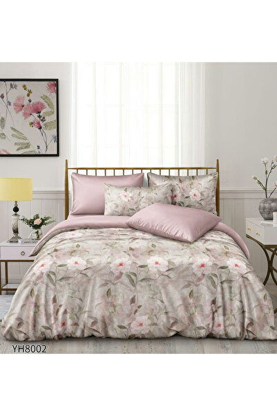 FIONNA.RO Premium Satin Bed Linen 4 Pieces With Stretchy - Pink With Flowers