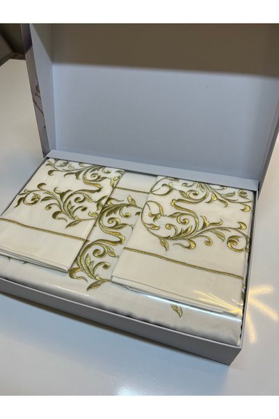 Home Karlla nakışlı pamuk saten nevresim set
