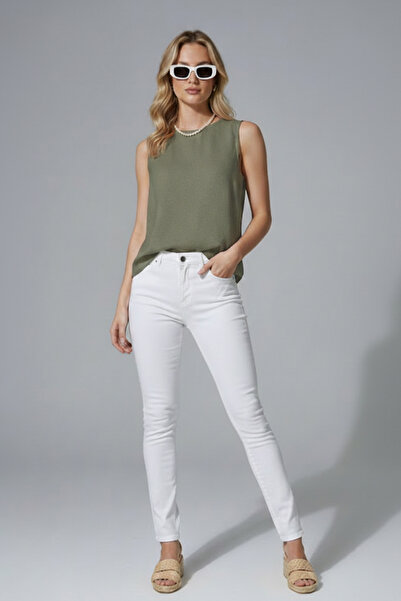 Maule Λινό Lyocell με κουμπιά στην πλάτη, γυναικεία μπλούζα με λαιμόκοψη ποδη...