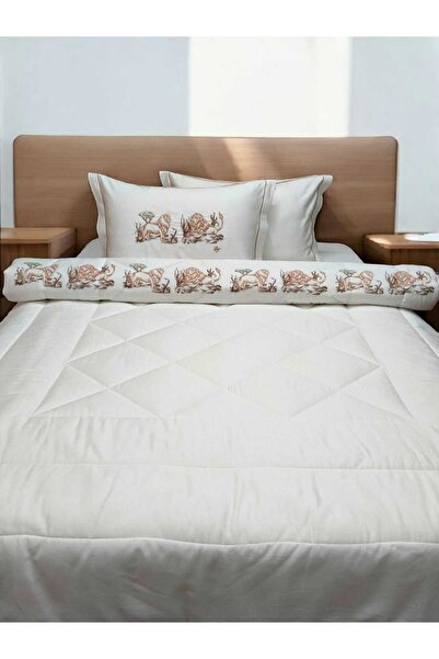 BAŞ TASARIM Aslan İşlemeli Tek Kişilik Kışlık Uyku Seti