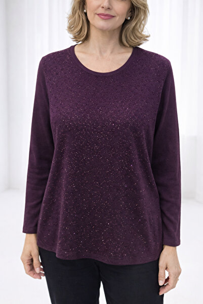 Sarıay Triko Sarıay Mercerized Patterned Crew Neck Knit Sweater