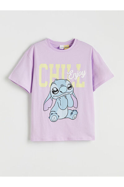 LC Waikiki RMZ GİYİM FARKIYA تي شيرت بناتي مطبوع عليه ستيتش بياقة روبا