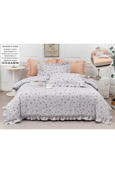 FIONNA.RO 6-Piece Fine Cotton Underwear with Stretchy Ruffle Pattern - Blue w...