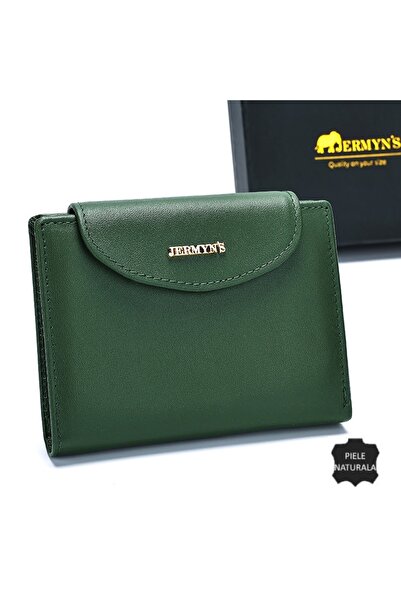 JERMYN'S Women's short wallet, genuine leather, Valencia, RFID, dark green