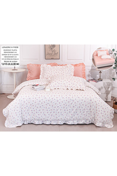 FIONNA.RO Lenjerie Din Bumbac Tip Finet 6 Piese Cu Elastic Model Volanas - Co...