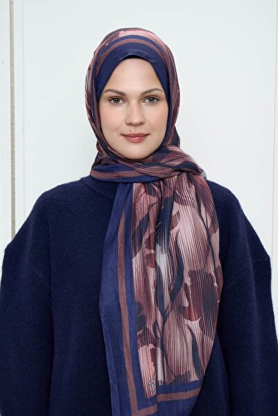 Modakaşmir Line Flower Pattern Bamboo Shawl