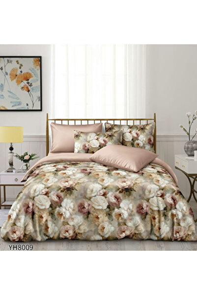 FIONNA.RO Premium Satin Bed Linen 4 Pieces With Stretchy - Light Beige With F...