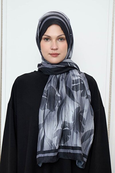 Modakaşmir Șal din bambus cu model floral în linii