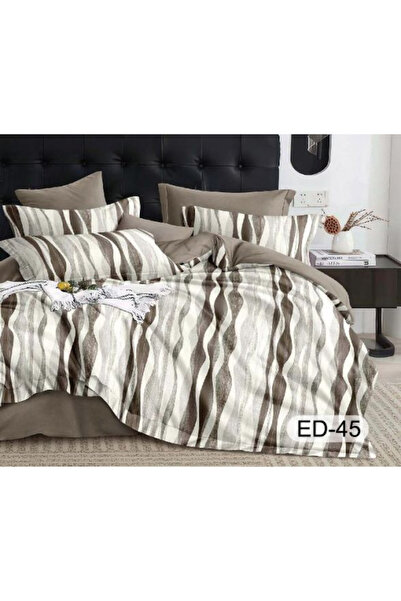 FIONNA.RO Superior Fine Cotton Bed Linen With Stretchy - Brown With Striped