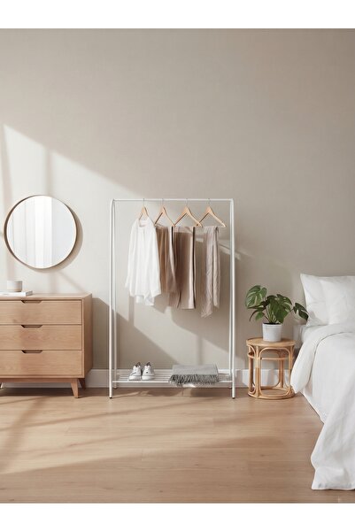 Platinreyon Telli Siyah Butik Elbise Askısı Ayaklı Askılık Konfeksiyon Askılık