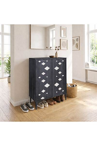 N.zone Modern shoe cabinet “Geo Black Lux” – WOWHOME WHM 1171 (75×33×94 cm)