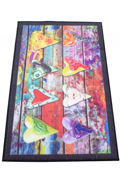 ANATOLIATEKSTILE Multicolored Rug with Hearts – Decorative Entrance, Hallway,...