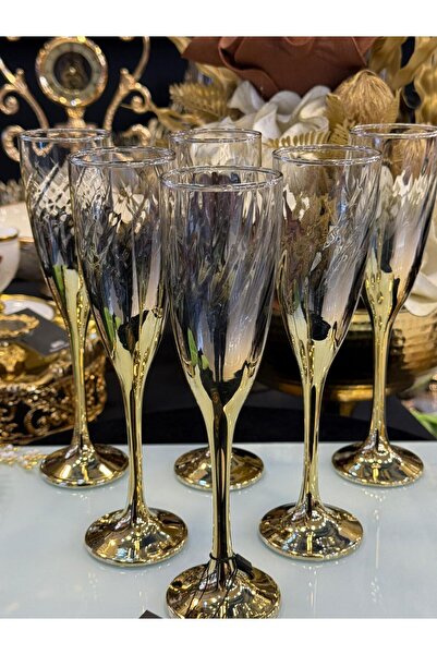 LOKMAN ZÜCCACİYE SHOWROOM 6 ADET TİTANYUM GOLD KAPLAMA AYAKLI KAHVE YANI SU B...