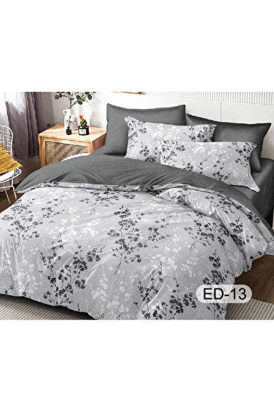 FIONNA.RO Superior Fine Cotton Bed Linen With Stretchy - Elegant Grey Flowers