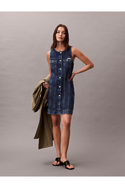 Calvin Klein Women's Trucker Sleeveless Mini Dress