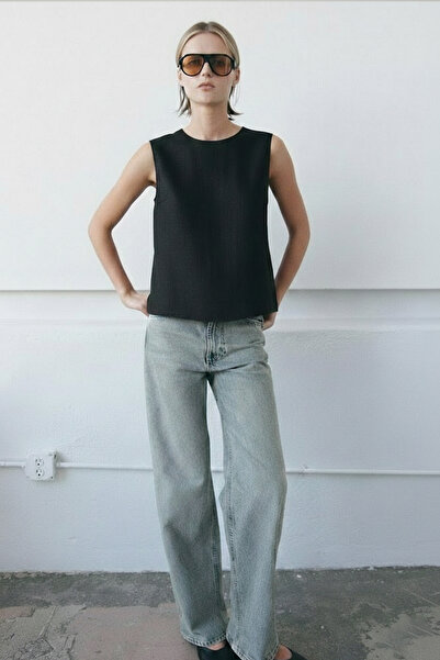 Maule Λινό Lyocell με κουμπιά στην πλάτη, γυναικεία μπλούζα με λαιμόκοψη ποδη...