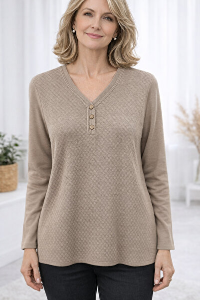 Sarıay Triko Sarıay Mercerized V-Neck Knitwear Sweater