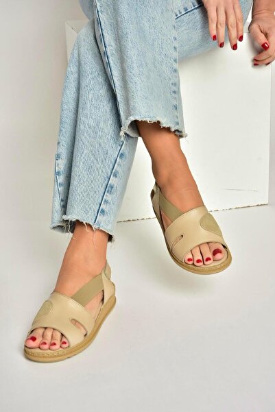 Fox Shoes Y555554003 Beige Genuine Leather Daily Women's Sandals