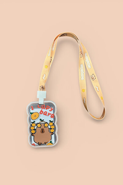 Şehir Online Mağazacılık Capybara Printed Neck Lanyard and Wavy Transparent C...