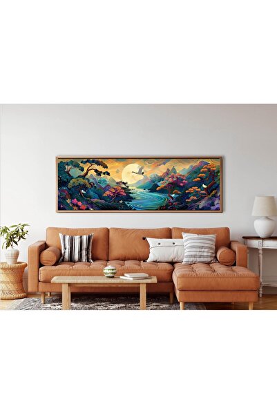 Tuba Decor Tek Parça Gerçek Ahşap Yatay Panorama Çerçeveli Tablo