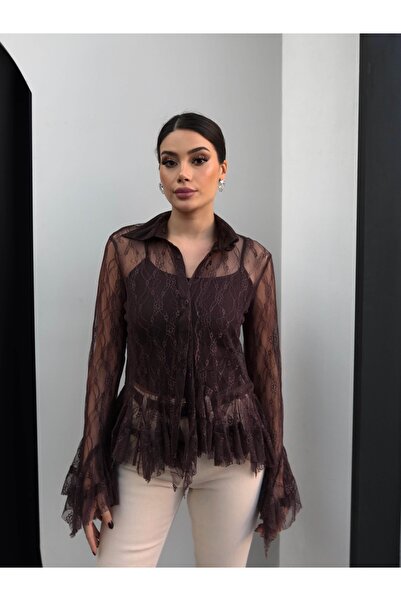 ESRAHELVACI Lace Detailed Peplum Shirt