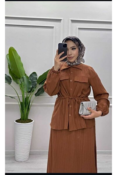 safran tesettur etekli ikili takim