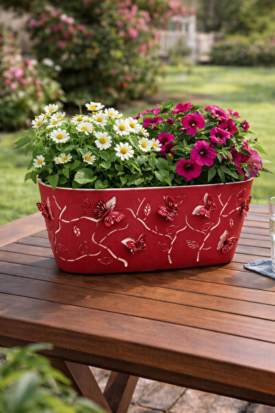 Binbirreyon 3 Boyutlu Balkon Saksı Oval Kelebek 29x16x15cm Renkli AH095R