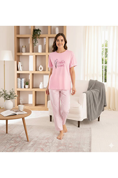 CALİA Milan Knitted Short Sleeve Women's Pajama Set