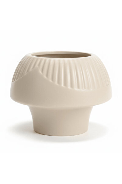 AKDC Compact Ceramic Decorative Vase – Elegant Beige Modern Minimalist Shape,...