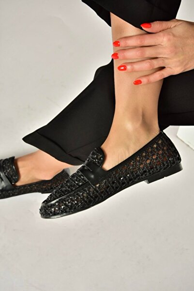 Fox Shoes Y267283309 Balerini casual pentru femei cu aspect de plasă neagră