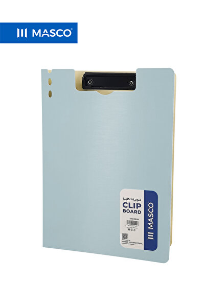 MASCO ملف A4 من الورق المقوى مع مشبك معدني قوي، رمادي