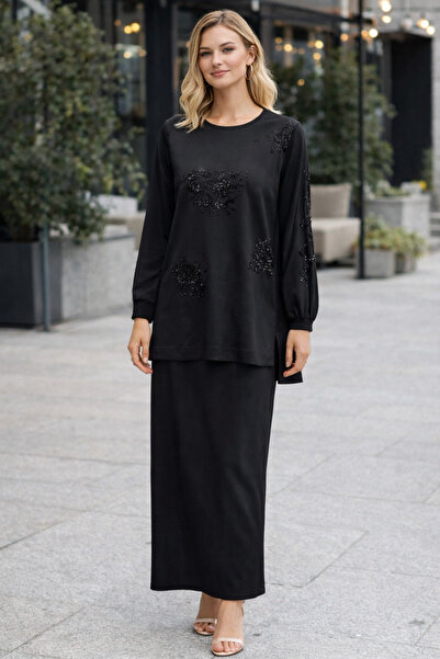 FUAT GÜRSEN Sequin Embroidered Skirted Tunic Set