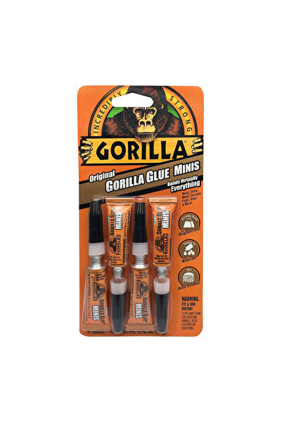 GORILLA Original Glue Mini Tubes – 4 Pack, 3 g Each, Brown Waterproof Formula