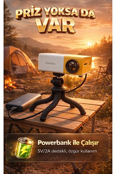 FaroxTech Taşınabilir Mini LED Projeksiyon Cihazı - Full HD Destekli Ev Sinem...