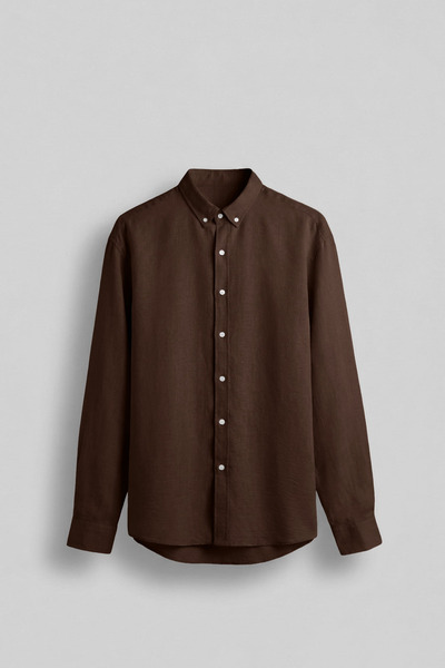 ablukaonline Men's Oversize Basic Comfortable Shirt Bitter Brown