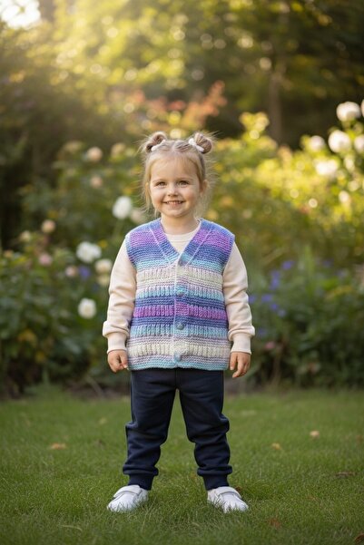Ercahome tekstil Hand Knitted Cotton Thread Girl's Vest 1/2 Years Old