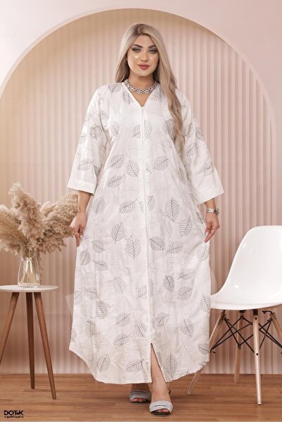 M&O 2 Cotton jalabiya, three-quarter sleeves, high-quality embroidery on the ...