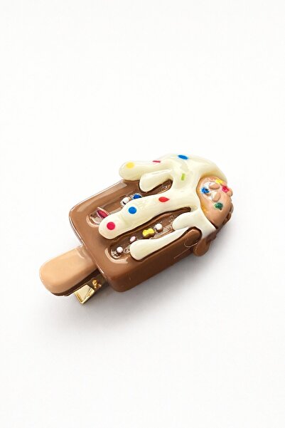 TAKIŞTIR Πλαϊνή πόρπη σε χρώμα καφέ με φιγούρα παγωτού