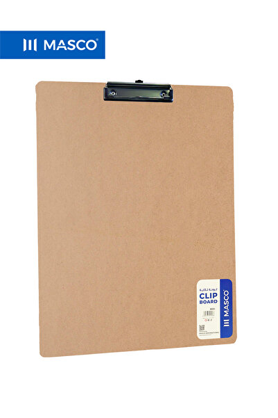 MASCO A3 MDF Wooden Clip Board with Strong Metal Clip, Natural Brown