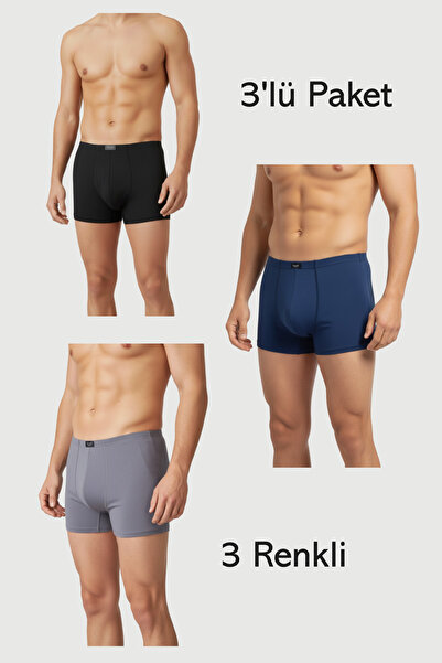 balkonda Men's Boxer Bamboo 3-Pack 3-Color Flexible Slim Fit - Berrak