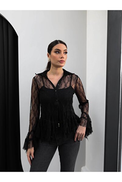 ESRAHELVACI Lace Detailed Peplum Shirt