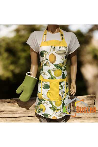 DÜŞLER EV TEKSTİLİ Lemon Patterned Adjustable Water and Stain Resistant Chef ...