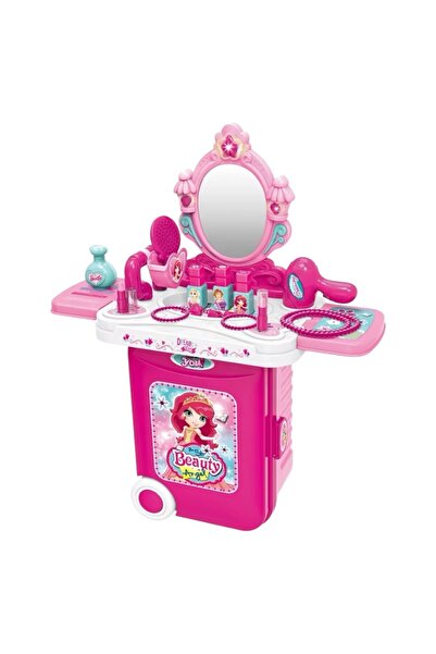 ALBADER Kids Makeup Stand 2 in 1 Convertible Rolling Suitcase Vanity Table wi...