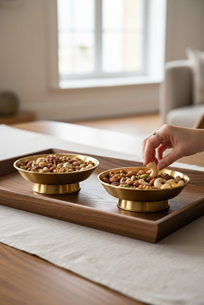 Bereketli Store 15 cm 2'li Ayaklı Gold Sunumluk/ Çerezlik/ Kahvaltı Sunumluğu...