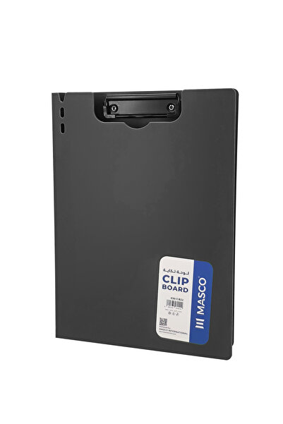 MASCO A4 Pressboard Clip File Folder with Strong Metal Clip, Black